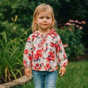 Janie and Jack Floral Ruffle Lightweight Cardigan Special Occasion Cottagecore 3